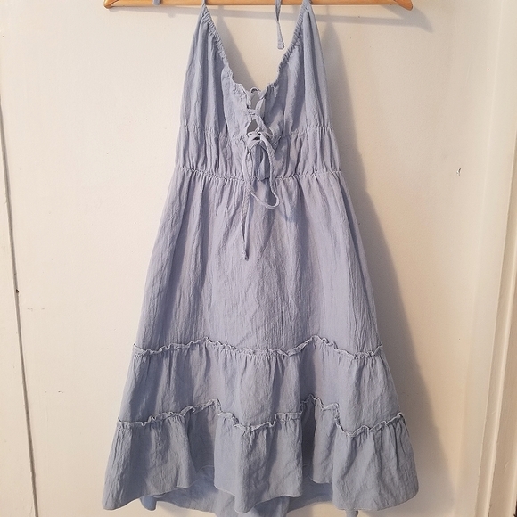 Tie Front Knotted Backless Ruffle Hem Dress - Picture 3 of 9